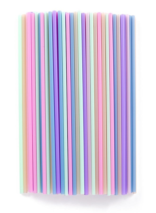 ONEYIM [100 Pcs] Colorful Disposable Plastic Drinking Straws - 8.26" Long & 0.24" Diameter Cute Straws for Juice,Coffee,Milk,Cocktail, Ideal for Bachelorette Party, Birthday Party, Bridal Shower, Baby Shower - Image 1
